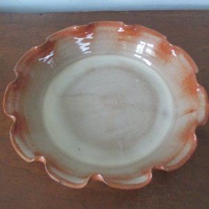Mitchell Shelton 1988 North Carolina Pottery Seagrove Ruffled Pie Dish signed MS